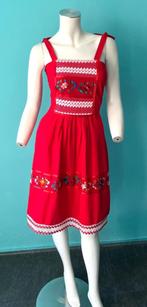 Vintage jaren 70 Folklore zomerjurk rood maat S, Kleding | Dames, Jurken, Maat 38/40 (M), Verzenden, Vintage, Gedragen