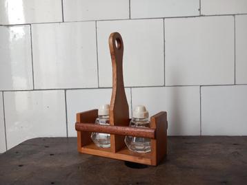 gratis verzenden vintage Frans peper & zout stel hout rekje beschikbaar voor biedingen