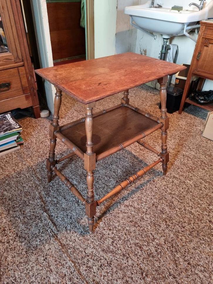 Houten tafeltje met extra plank, Antiek en Kunst, Antiek | Meubels | Tafels, Ophalen