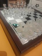 Glazen schaakbord kist opberg kistje spiegel bord zgan, Ophalen of Verzenden