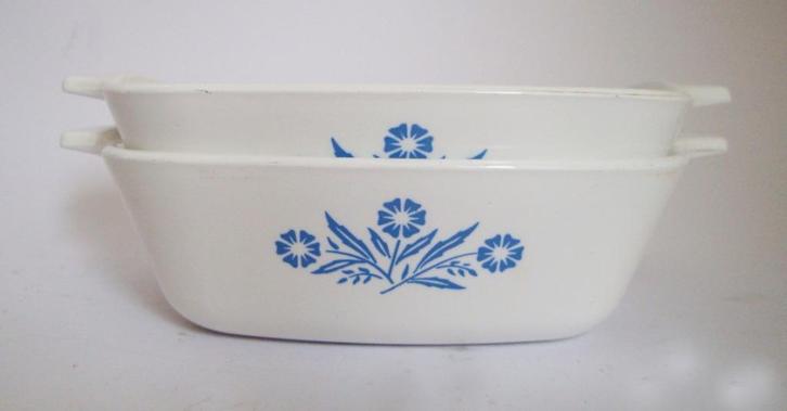 vintage 2x pyrosil bakje oven schaal netherlands cornflower, Huis en Inrichting, Keuken | Keukenbenodigdheden, Zo goed als nieuw