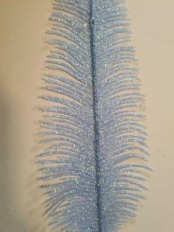 IJsblauw glitter blad/veer, 70 cm beschikbaar voor biedingen