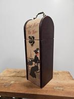OUDE BROCANTE WIJNKOFFER - "CHAT NOIR VIN BLANC", Huis en Inrichting, Gebruikt, Ophalen of Verzenden, Minder dan 5 flessen, Minder dan 50 cm