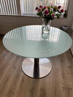 Ronde glazen eettafel, Huis en Inrichting, Tafels | Eettafels, Ophalen, Gebruikt, Rond, Glas
