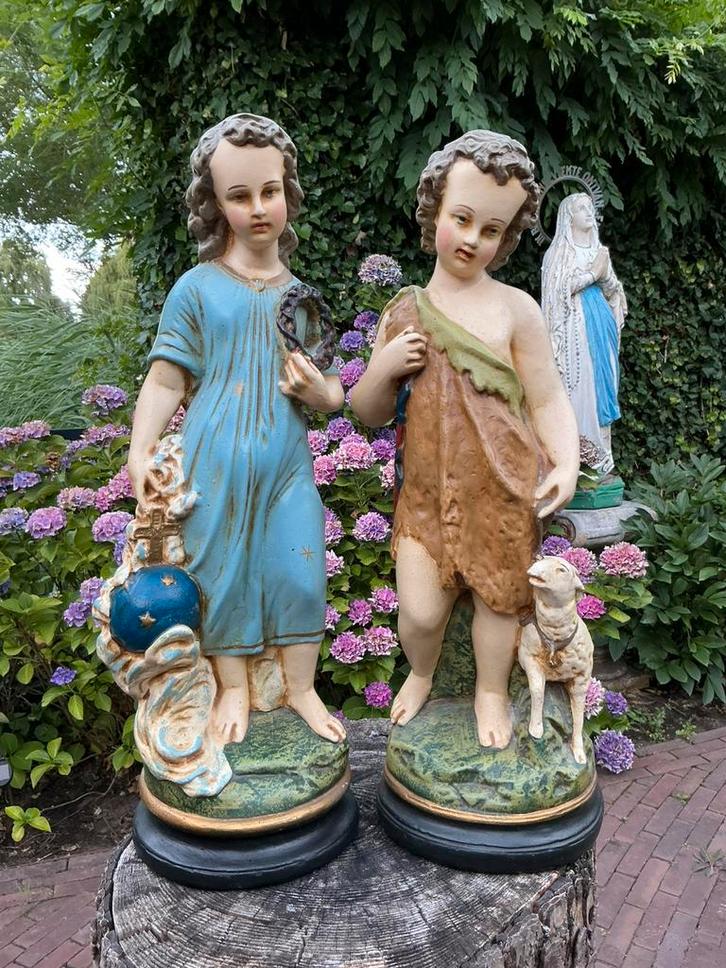 Antieke Franse H. Beelden ❤️ Jezus en Johannes de Doper, Antiek en Kunst, Antiek | Religie, Ophalen of Verzenden