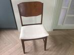 Retro vintage stoel, teak met wit skai, Huis en Inrichting, Stoelen, Gebruikt, Wit, Eén, Hout