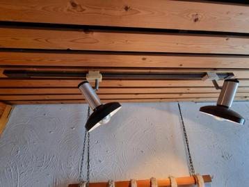 Vintage Plafond dubbel spotlamp op rail Philips beschikbaar voor biedingen