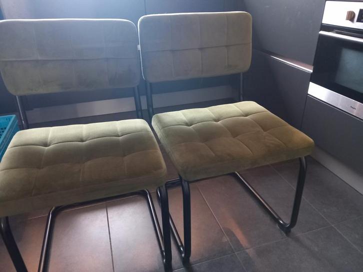 Set van 2 groene eetkamerstoelen, Antiek en Kunst, Antiek | Meubels | Stoelen en Banken, Ophalen