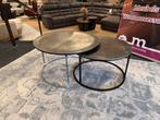 Salontafel 2-Delig Nikkel €149,- Direct/Leverbaar E-7154, Huis en Inrichting, Tafels | Salontafels, Ophalen, 50 tot 100 cm, Rond
