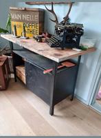 Sidetable - stoere industriële werkbank met opbergruimte, Ophalen, 100 tot 150 cm, Zo goed als nieuw, Metaal