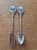 Royal Albert vorkjes en lepeltjes met emaille bloemenplaat, Ophalen of Verzenden