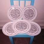 5 Bordjes voor het serveren van kaas met print kaassoorten, Huis en Inrichting, Keuken | Servies, Ophalen, Zo goed als nieuw, Bord(en)