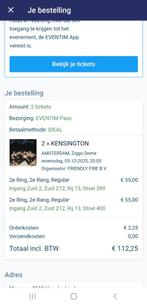 Kensington 3 december incl parkeerticket, Tickets en Kaartjes, Concerten | Pop, Twee personen, December