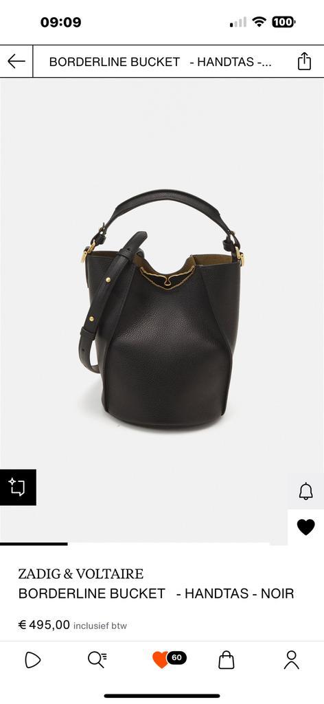 Zadig en Voltaire Borderline Bucket Bag - Nieuw, Sieraden, Tassen en Uiterlijk, Tassen | Damestassen, Nieuw, Schoudertasje, Zwart