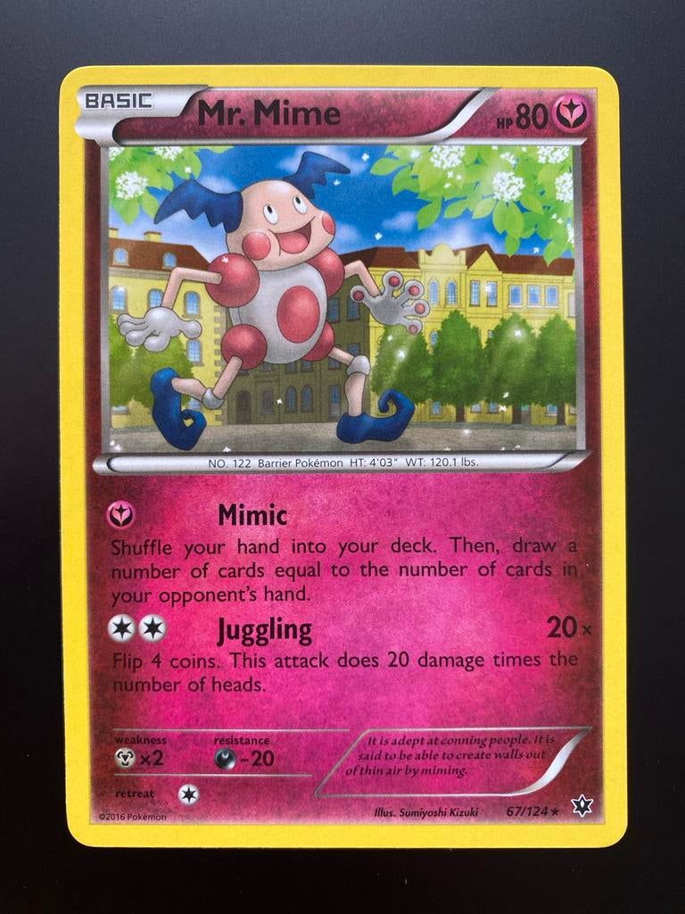 Mr. Mime 67/124 Rare XY Fates Collide 2016 Mint, Ophalen of Verzenden, Zo goed als nieuw, Losse kaart