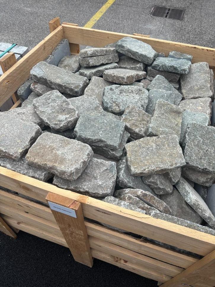 Oude Belgische Porfier Kasseien 20x14x3-5cm gezaagd, Tuin en Terras, Tegels en Klinkers, Gebruikt, Klinkers, Natuursteen, 10 m² of meer