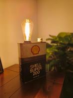 Unieke vintage Shell olieblik lamp – industriële eyecatcher., Huis en Inrichting, Lampen | Tafellampen, Ophalen of Verzenden, Zo goed als nieuw