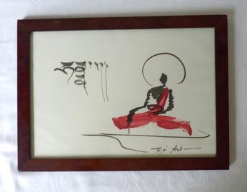 Tashi art, boeddhistische monnik in penseeltekening beschikbaar voor biedingen