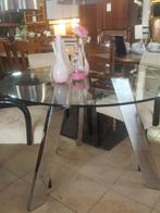Mooie Glazen eettafel, Ophalen, Gebruikt, Rond, 100 tot 150 cm