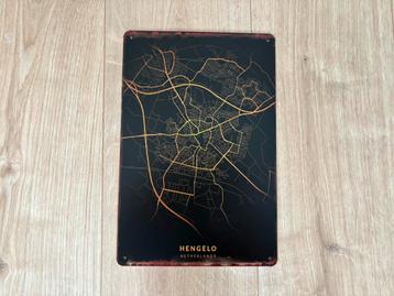 Vintage bord plattegrond van Hengelo (20x30cm) beschikbaar voor biedingen