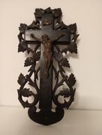 Oude houten kruis met Jezus beeldje 24x12cm, Antiek en Kunst, Ophalen