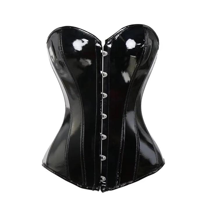 Zwart dames lak korset glanzend glimmend leren wetlook, Kleding | Dames, Ondergoed en Lingerie, Body of Korset, Zwart, Verzenden