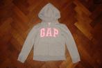 GAP sweater hoodie vest, licht grijs wit neon roze, maat 140, Meisje, Trui of Vest, Ophalen of Verzenden, Zo goed als nieuw