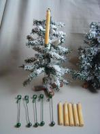 6 oude groene kaarsdragers met 6 oude kaarsjes, Diversen, Kerst, Ophalen of Verzenden, Gebruikt