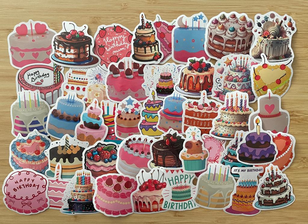 Verjaardag taart stickers, Verzenden, Nieuw, Meerdere stickers