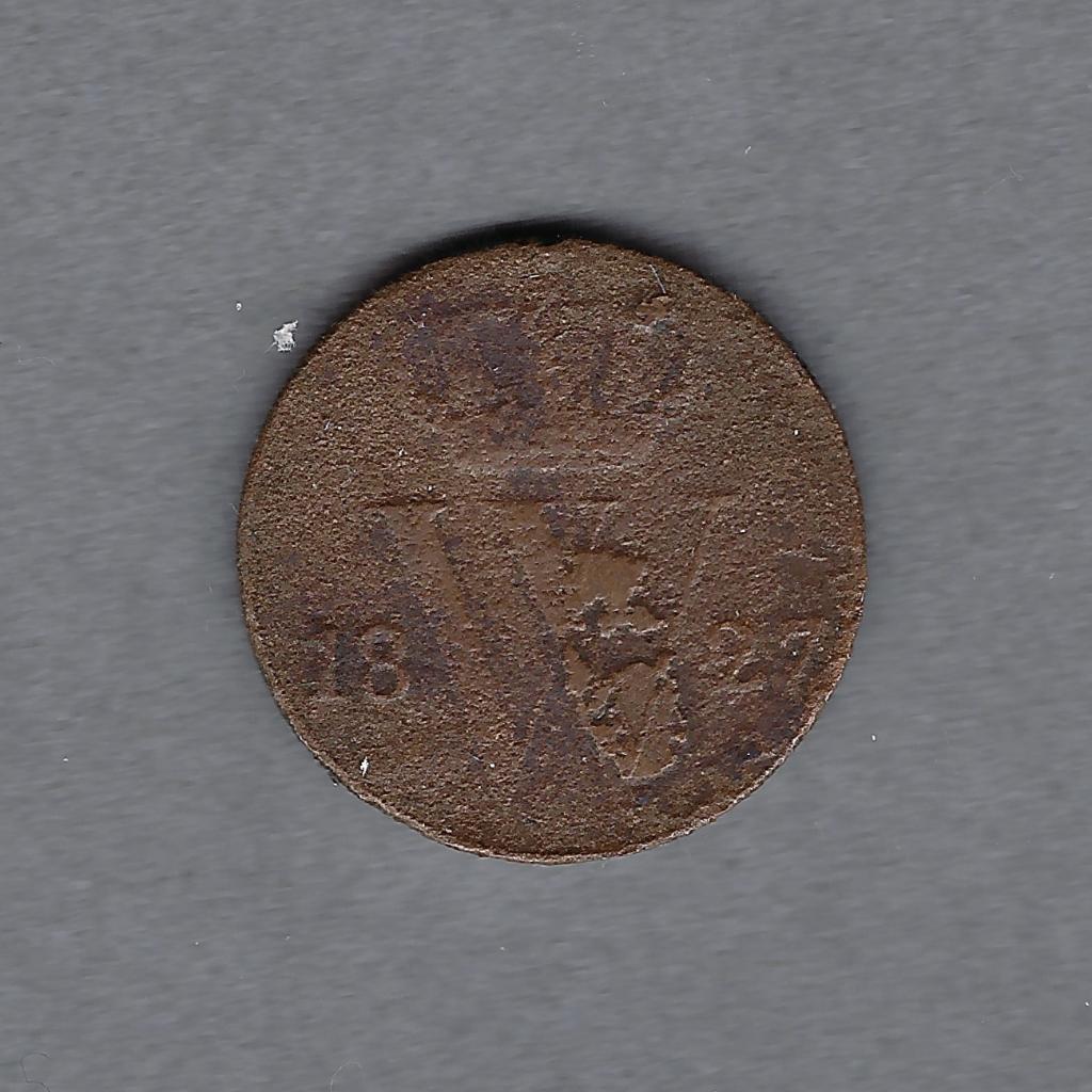 1/2 (halve) cent 1827U Willem I, Postzegels en Munten, Munten | Nederland, Ophalen of Verzenden, Koning Willem I, Overige waardes