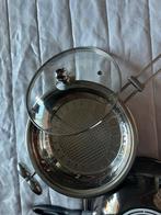 Hapjespan RVS 24 cm met glazen deksel , wok, Huis en Inrichting, Keuken | Potten en Pannen, Ophalen of Verzenden, Nieuw, Rvs, Koekenpan of Braadpan