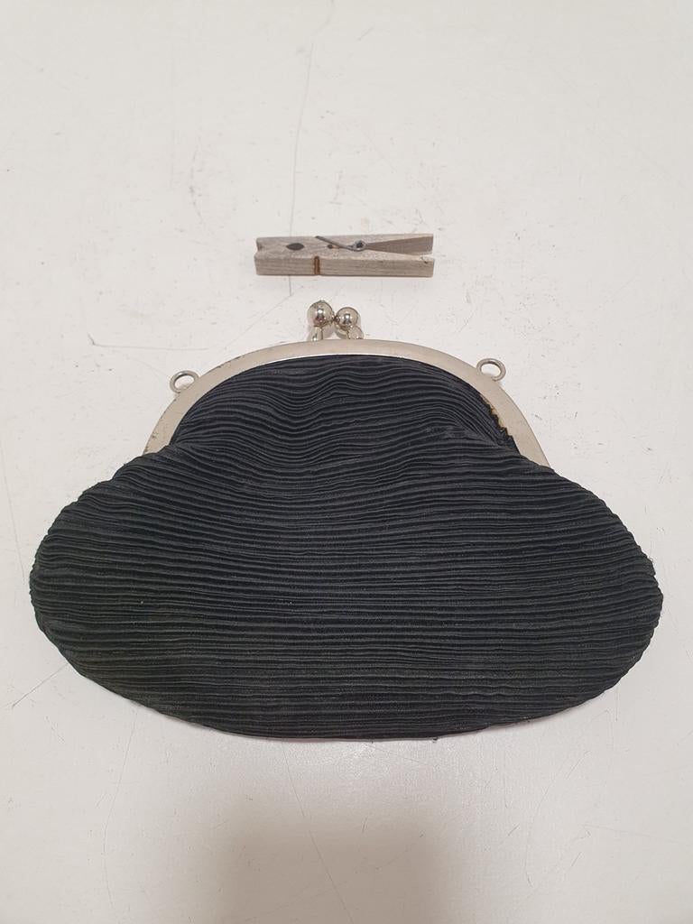 Vintage geplooide tas jaren 80, Gebruikt, ., Zwart, Ophalen of Verzenden