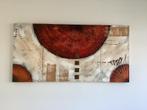 Drieluik schilderij, kleuren rood/oranje/bruin/beige, Ophalen