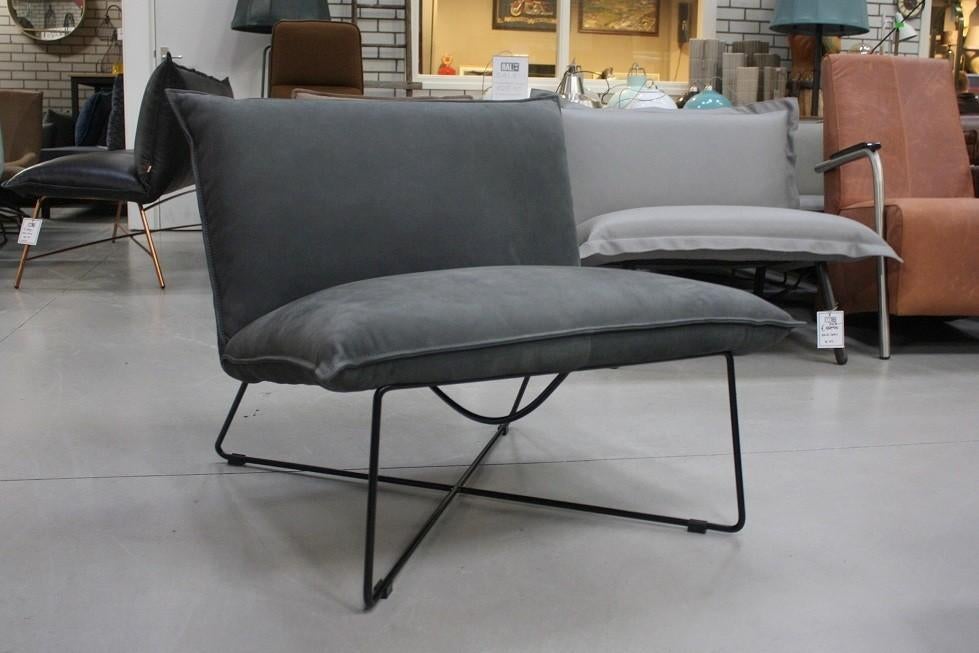 2 x luxe fauteuil EARL Jess Design metaal echt leer zwart, Huis en Inrichting, Fauteuils, Ophalen, 75 tot 100 cm, Zo goed als nieuw
