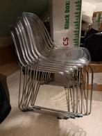 6 Transparante Eetkamerstoelen - Gebruikt, Huis en Inrichting, Ophalen, Gebruikt, Overige kleuren, Metaal