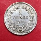 5 cent 1879. Pr/ Unc., Koning Willem III, Zilver, Ophalen of Verzenden, Losse munt