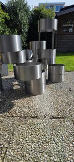 Roestvrij BLOEMBAKKEN, Tuin en Terras, Bloembakken en Plantenbakken, Overige materialen, 100 cm of meer, Rond, Zo goed als nieuw