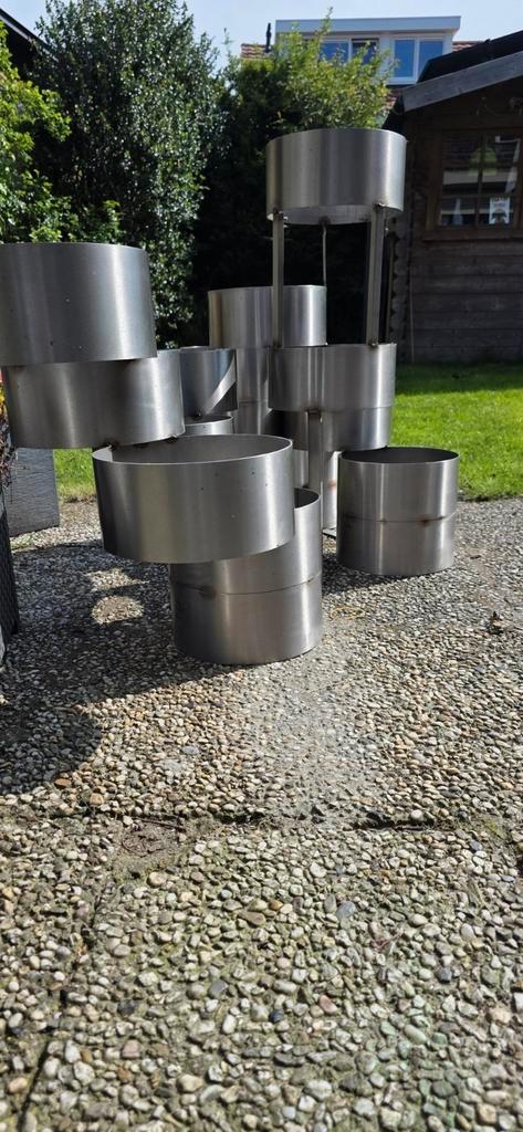 Roestvrij BLOEMBAKKEN, Tuin en Terras, Bloembakken en Plantenbakken, Zo goed als nieuw, Overige materialen, Balkon, Tuin, 60 cm of meer