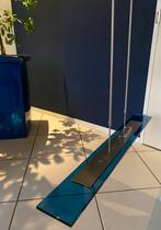 Design tafel hanglamp blauw glas, Huis en Inrichting, Lampen | Hanglampen, Ophalen of Verzenden, Zo goed als nieuw, Glas, Minder dan 50 cm