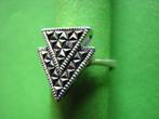 Mooie Aparte Zilveren Art Deco Ring - maat 17 - 18, Verzenden, Zilver, Ring