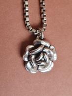 zilveren halsketting met roos, Antiek en Kunst, Ophalen of Verzenden, Zilver
