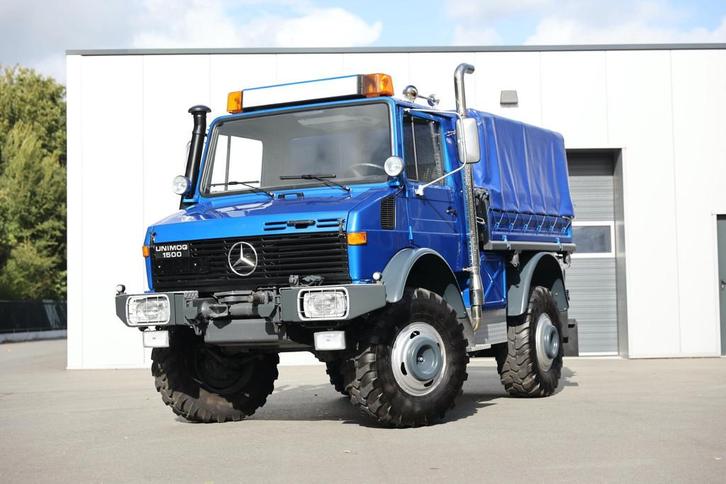 Mercedes-Benz Unimog 425-Serie U1500, Auto's, Vrachtwagens, Te koop, 4x4, Mercedes-Benz, Diesel, Handgeschakeld, Blauw, Stof, Vierwielaandrijving