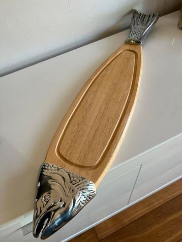 Vintage Groot Zweeds Hout Visplateau Zalm Serveerschaal 80’s beschikbaar voor biedingen