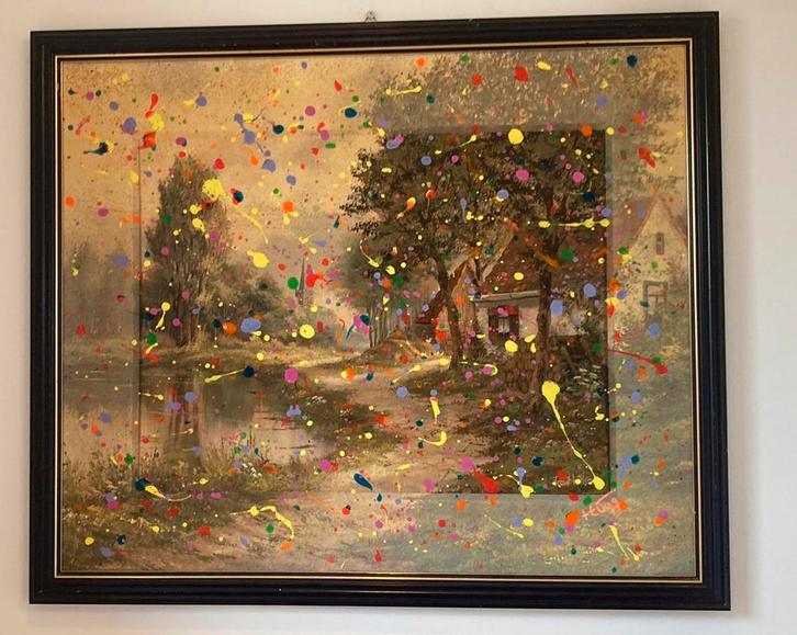 Nouvelle Heure gesigneerd, Antiek en Kunst, Kunst | Schilderijen | Abstract, Ophalen of Verzenden