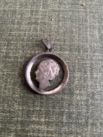 Zilveren Wilhelmina munt hanger, 1 bedel, Ophalen of Verzenden, Gebruikt, Zilver
