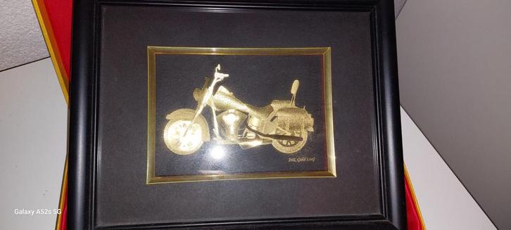 24k bladgouden Harley Davidson in lijst, Antiek en Kunst, Kunst | Overige Kunst, Ophalen of Verzenden
