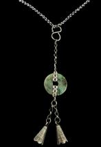 Antiek chinees zilveren bel ketting zilver jade & belletjes, ., Ophalen of Verzenden, Zo goed als nieuw, .