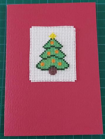 geborduurde kerstkaart met kerstboom (1652) beschikbaar voor biedingen