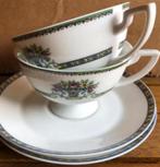 Twee porseleinen kopjes en schotels (Königl pr Tettau), Ophalen of Verzenden, Zo goed als nieuw, Porselein, Kop en/of schotel