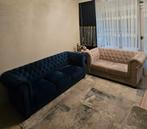 Chesterfield Bankstel 3+2 Zits - Blauw & Zilver, Huis en Inrichting, Banken | Bankstellen, Ophalen